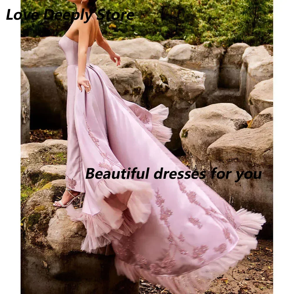 Maßgeschneiderte elegante Abendkleider trägerlos Applikationen Pailletten Spitze rückenfrei Abendkleid Partykleid Vestido De Noite – Detail 2