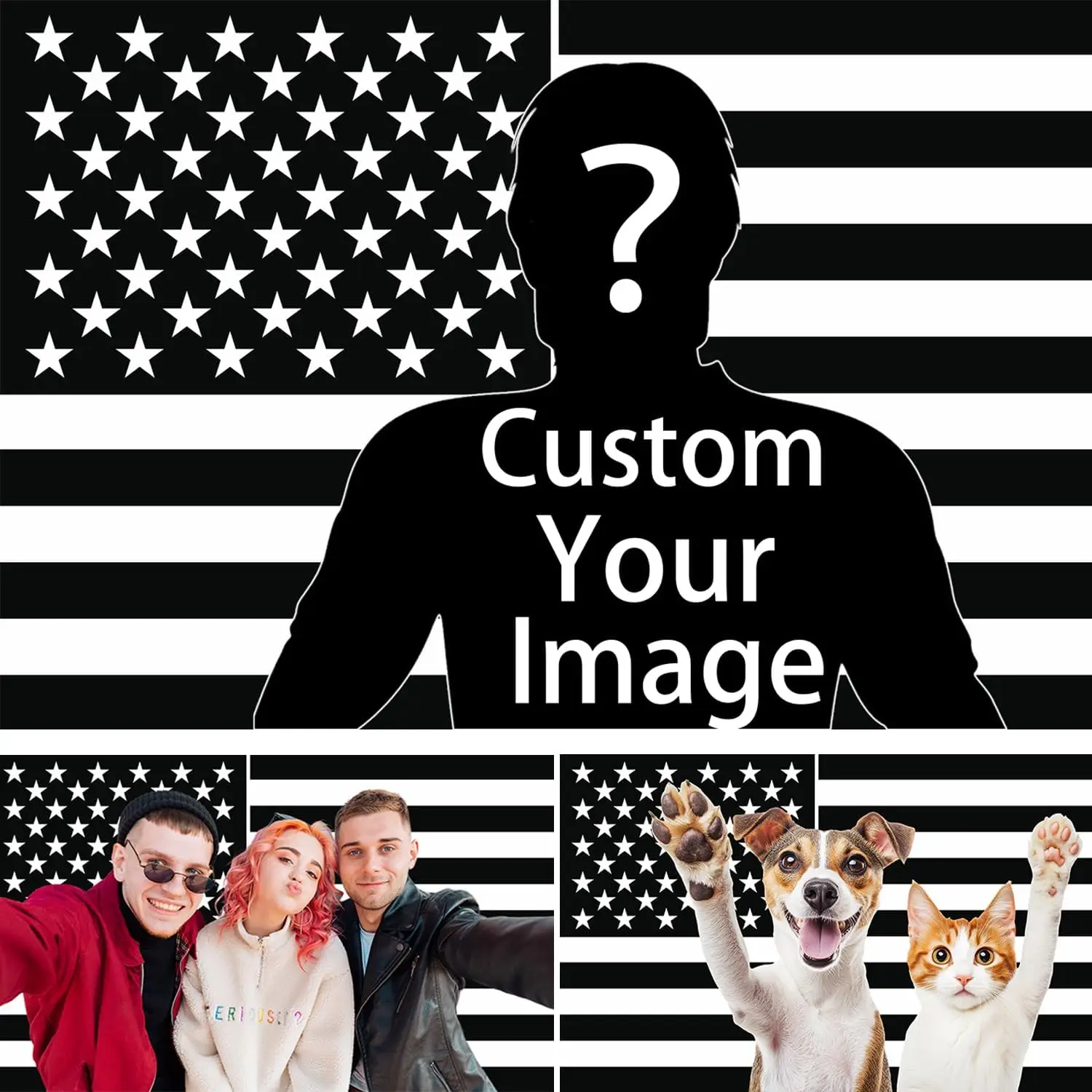 شخصية الأسود العلم الأمريكي للتخصيص أعلام الولايات المتحدة الأمريكية راية الزخرفية 2x3ft/3x5ft لغرفة النوم غرفة النوم الرياضة في الهواء الطلق