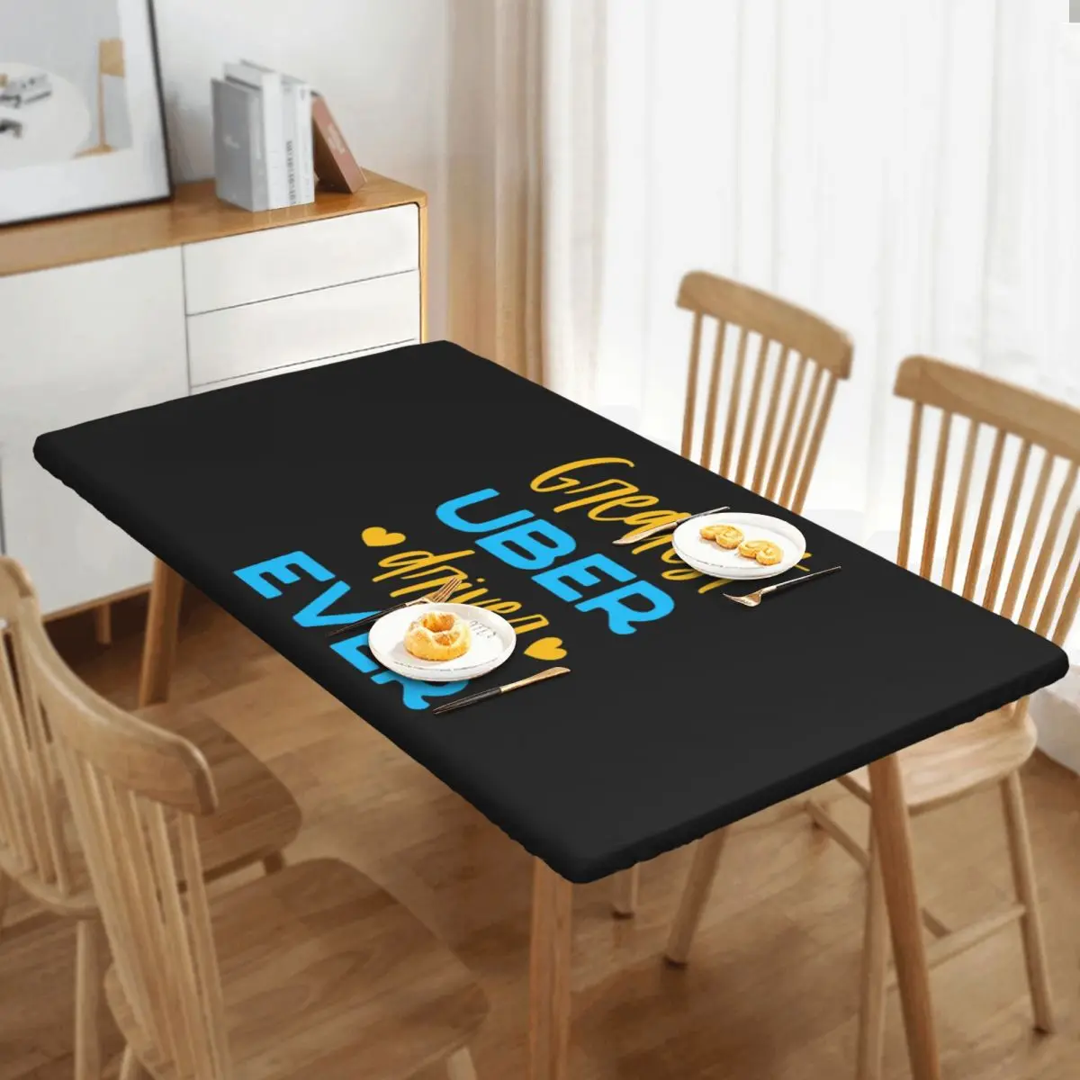 Greatest Uber Eats Driver Ever Rideshare Car Driving Rectangular Tablecloth Oilproof Table Cover for Dining Events Table Cloth
