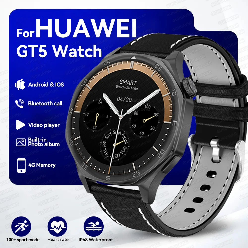 2024 New For HUAWEI IOS DT5 High-End Business Watches 4G Large Memory Album Smart Watch Men Sports Fitness Waterproof Bracelet