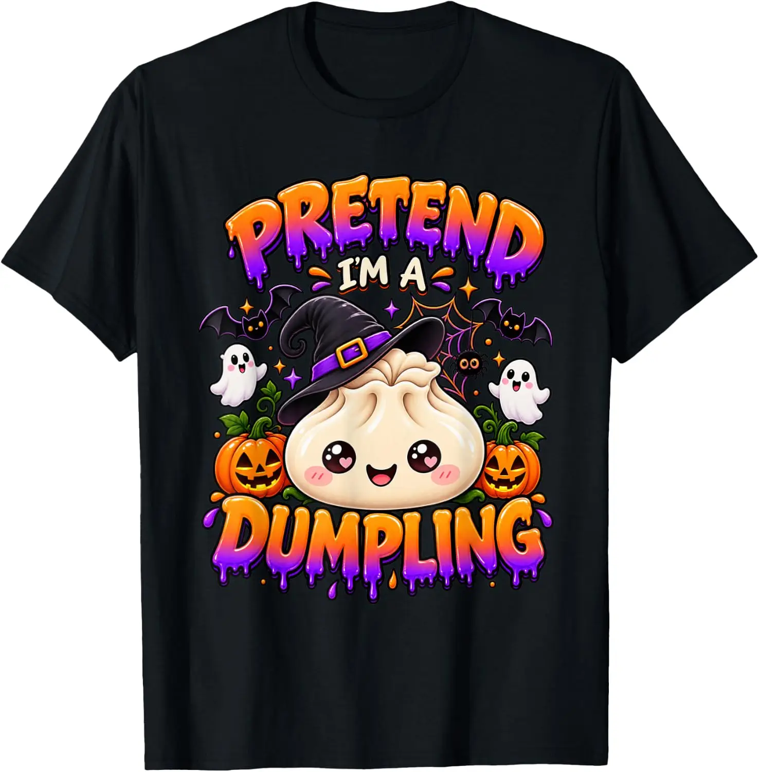 Pretend I’M A Cute Halloween Dumpling Costume T-Shirt Cute Halloween Pumpkin Short-Sleeve Tee: Fun, Breathable, Pure Cotton, Stylish—Perfect for Sports, Lounging, or Casual Wear.
