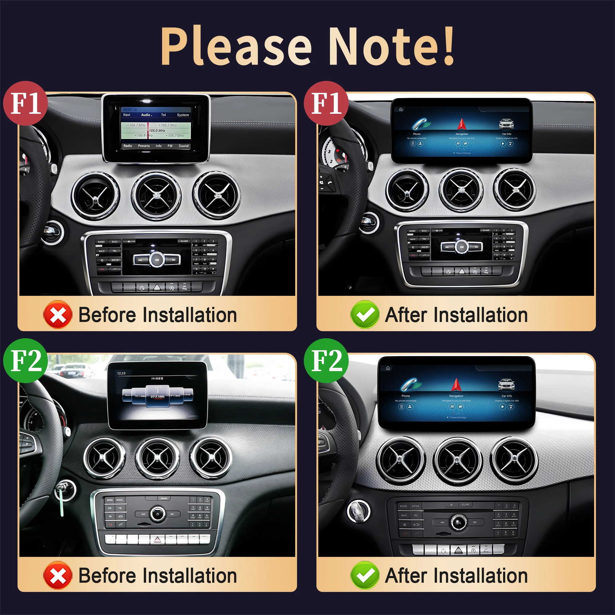10.25'' Screen Carplay Android 14 For Mercedes Benz A Class W176 GLA X156 CLA C117 2012-2018 Snapdragon 685 Car Radio Multimedia