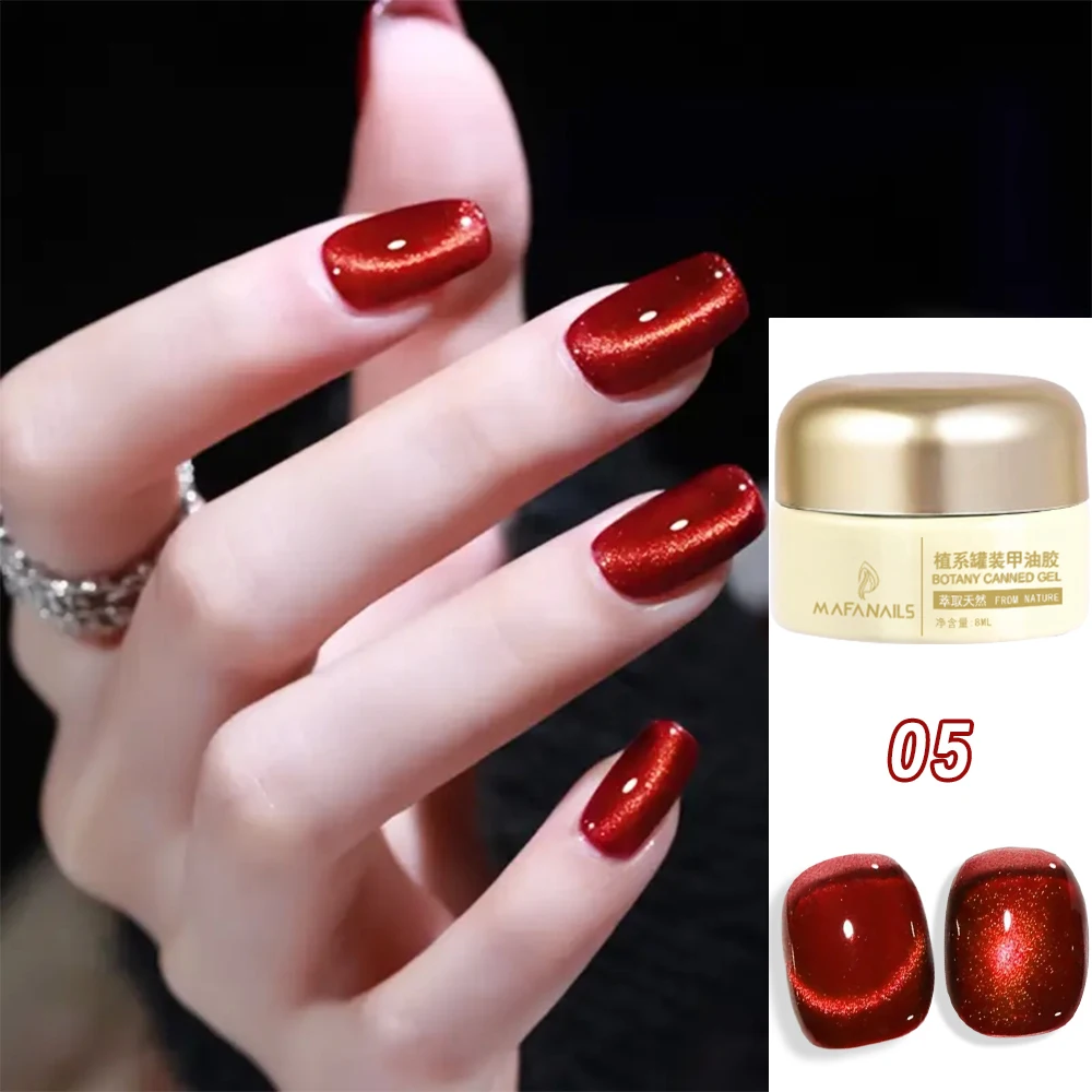 Esmalte de uñas de Gel magnético de gato rojo, 8ml, brillo, imán de cristal semipermanente, esmalte de uñas de Gel de ojo de gato, arte de uñas DIY