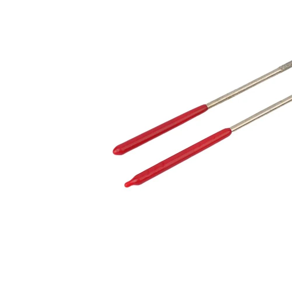 Needle File Diamond Files Industrial 2 Pcs 3 X 140 Mm 5.5 Inch Accessories DIY Silver Tone + Red For Mechanics