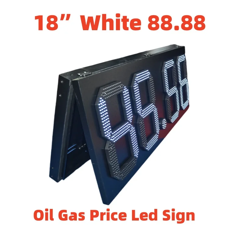 Customized large station oil gas price led sign 18 inch white color display 88.88 product size 1420x570x90mm