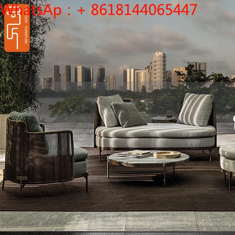 

Sales Department Rattan Outdoor Rattan Sofa Waterproof Sunscreen Courtyard Terrace Garden Furniture Rattan Chair Sofa