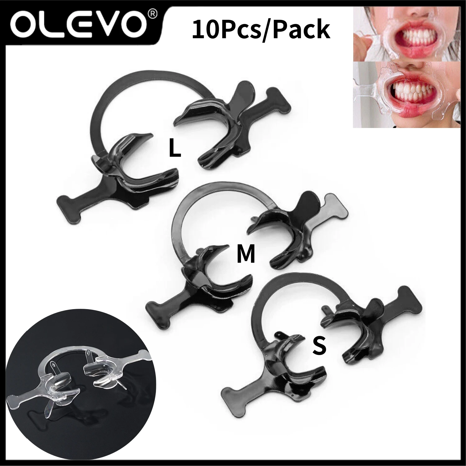 10Pcs Dental Cheek Retractor C-shape Mouth Opener With Handle Orthodontic Expander Intraoral Lip Care Tooth Whitening Tools