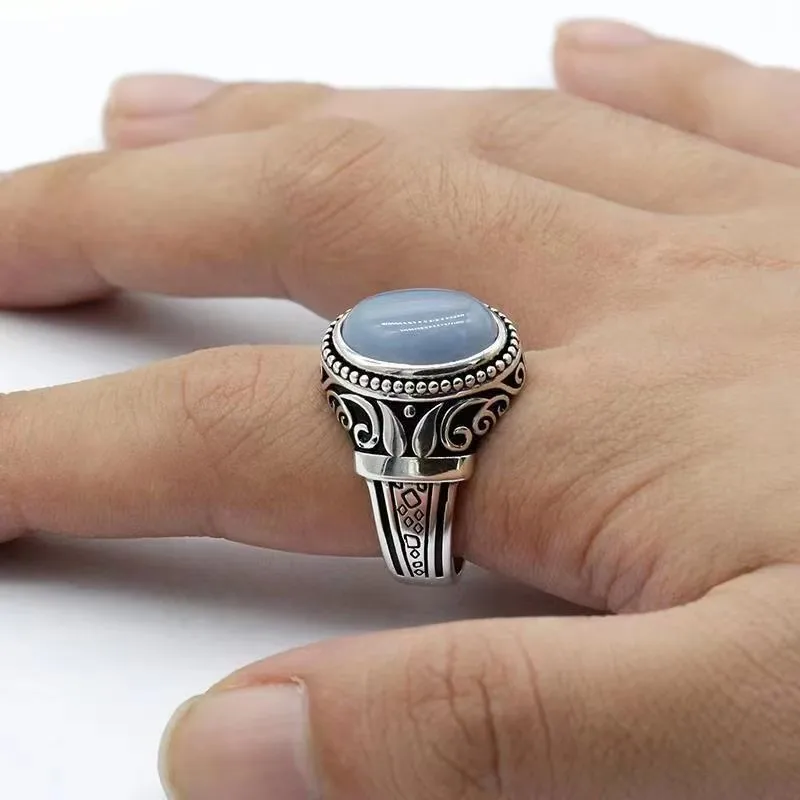 S925 فضة اليدوية خاتم جوهرة طبيعية Türkiye اليدوية هدية عطلة حزب مجوهرات فاخرة هدية حفلة