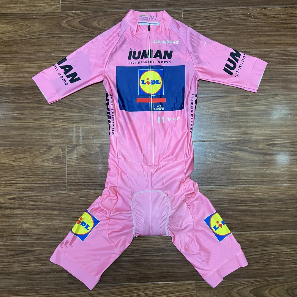 

LASER CUT Skinsuit 2025 LIDL TEAM PINK Bodysuit SHORT Cycling Jersey Bike Bicycle Clothing