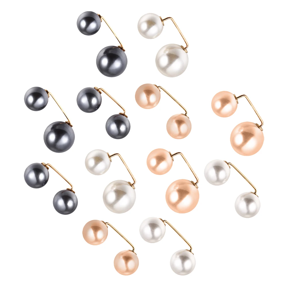 

12pcs Skirt Brooch Shirt Collar Women Clothes Dress Brooches Faux Pearl Brooch Pin Cardigan Clips Shawl Clips Copper Brooches