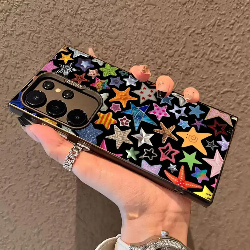 Fashion stars selling pattern Phone Case IMD Colorful Silver Suitable case For SamsungS25 S24 S23 S22 S21 S26 Plus Ultra Fold A