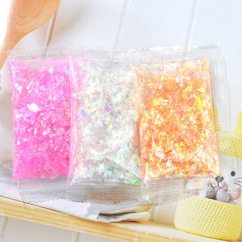 AB Color Iridescent Glitter Sequin Flakes Fluorescent Glass Paper Resin Epoxy Manicure Accessories For DIY Nail Art Decorations