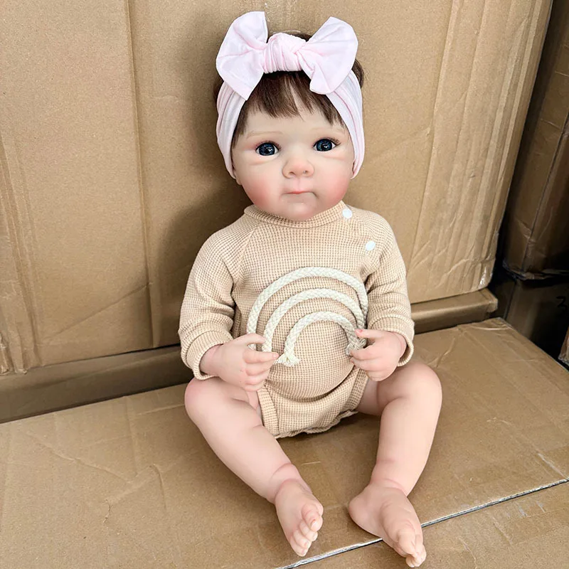 48cm Lalka Dla Dziewczynki, Rozmiar NewBaby, Reborn Bettie, Realistyczna, Niebieskie Oczy, Zabawka Do Kąpieli