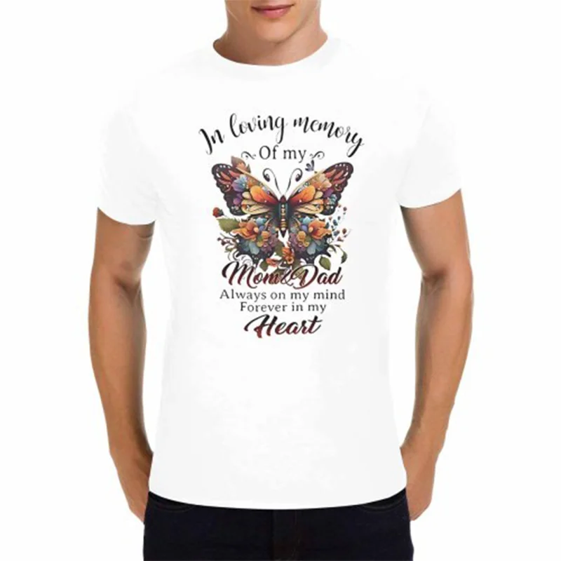 

Мужская белая футболка с круглым вырезом In Loving Memory Of My Mom Dad Butterfly WHX 180 г