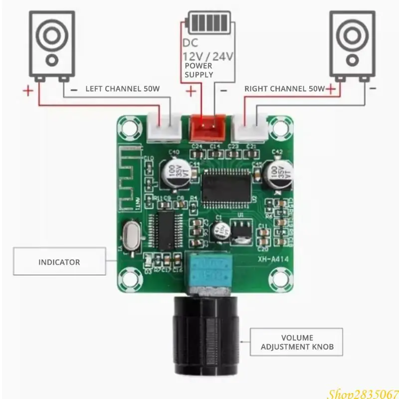 Bluetooth-compatible Sound Amplifier 50Wx2 Large Power Stereo Soundboards Amplifier Module 831F
