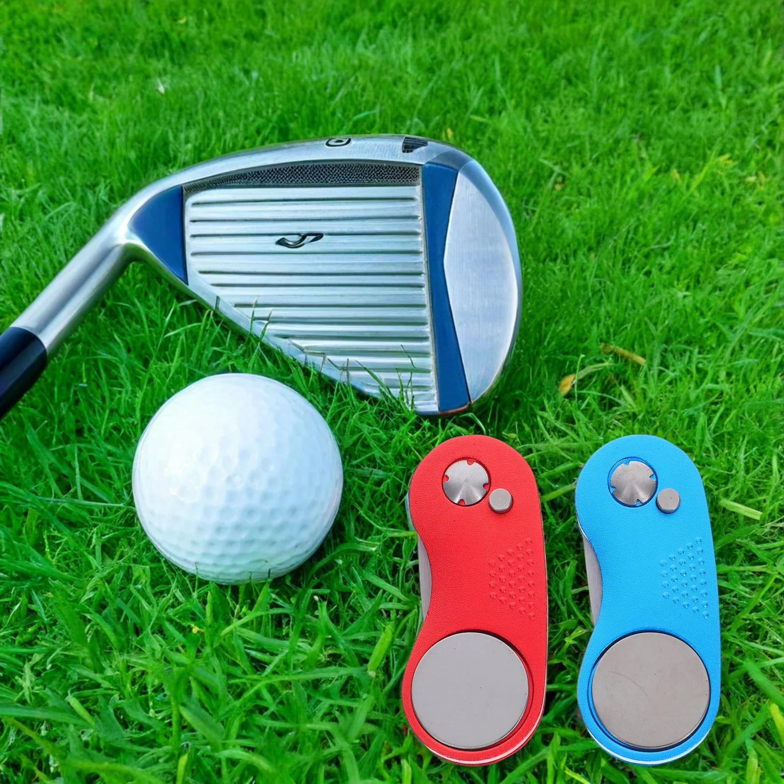 

2Pcs Foldable Golf Green Forks Durable Aluminum Alloy Spring Divot Repair Tool Portable Golf Pitch Mark Fixer Divot Repair Tool