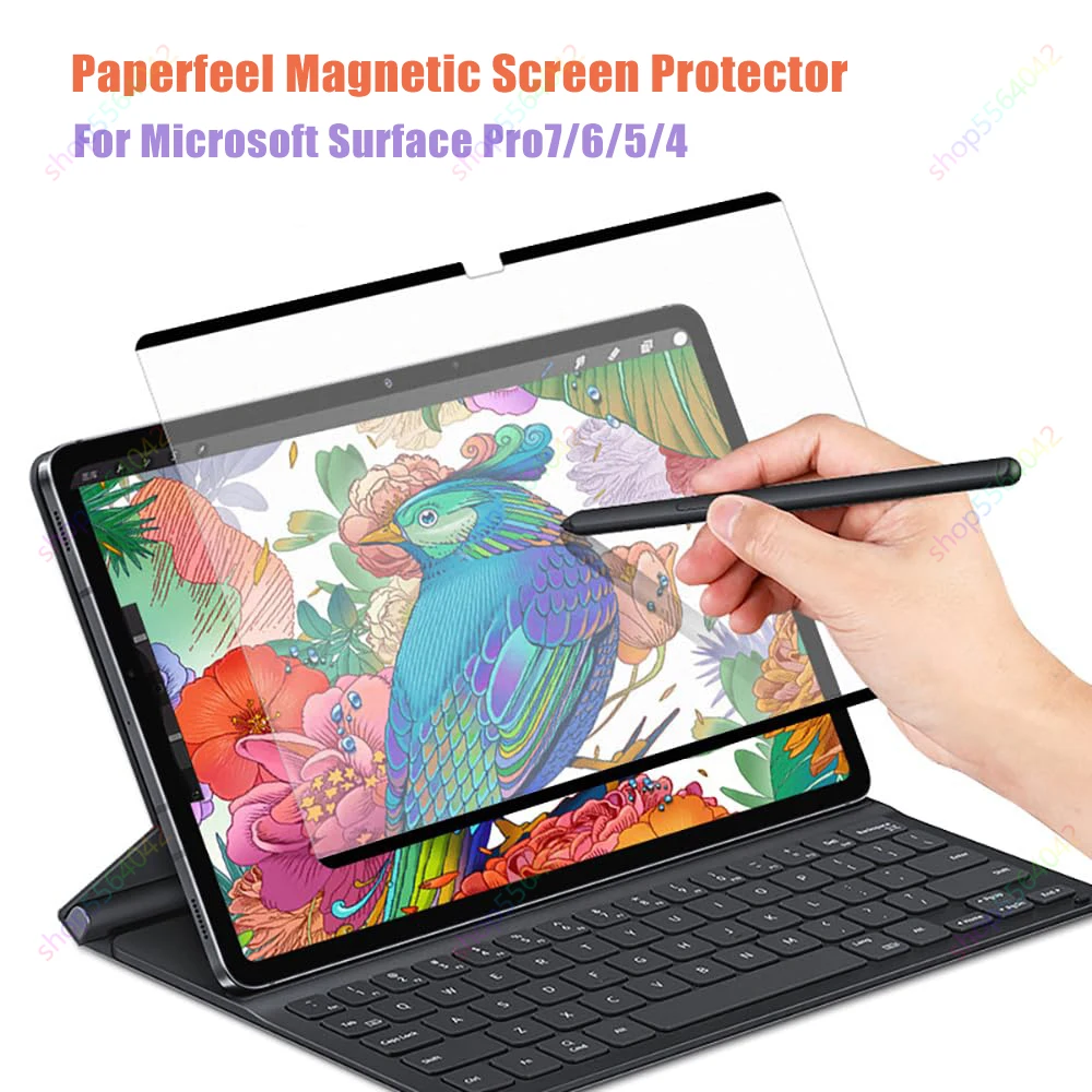 Magnetic Paperfeel Screen Protector for Microsoft Surface Pro 7 6 5 4 12.3'' 10/9 Detachable and Reusable Screen Protective Film