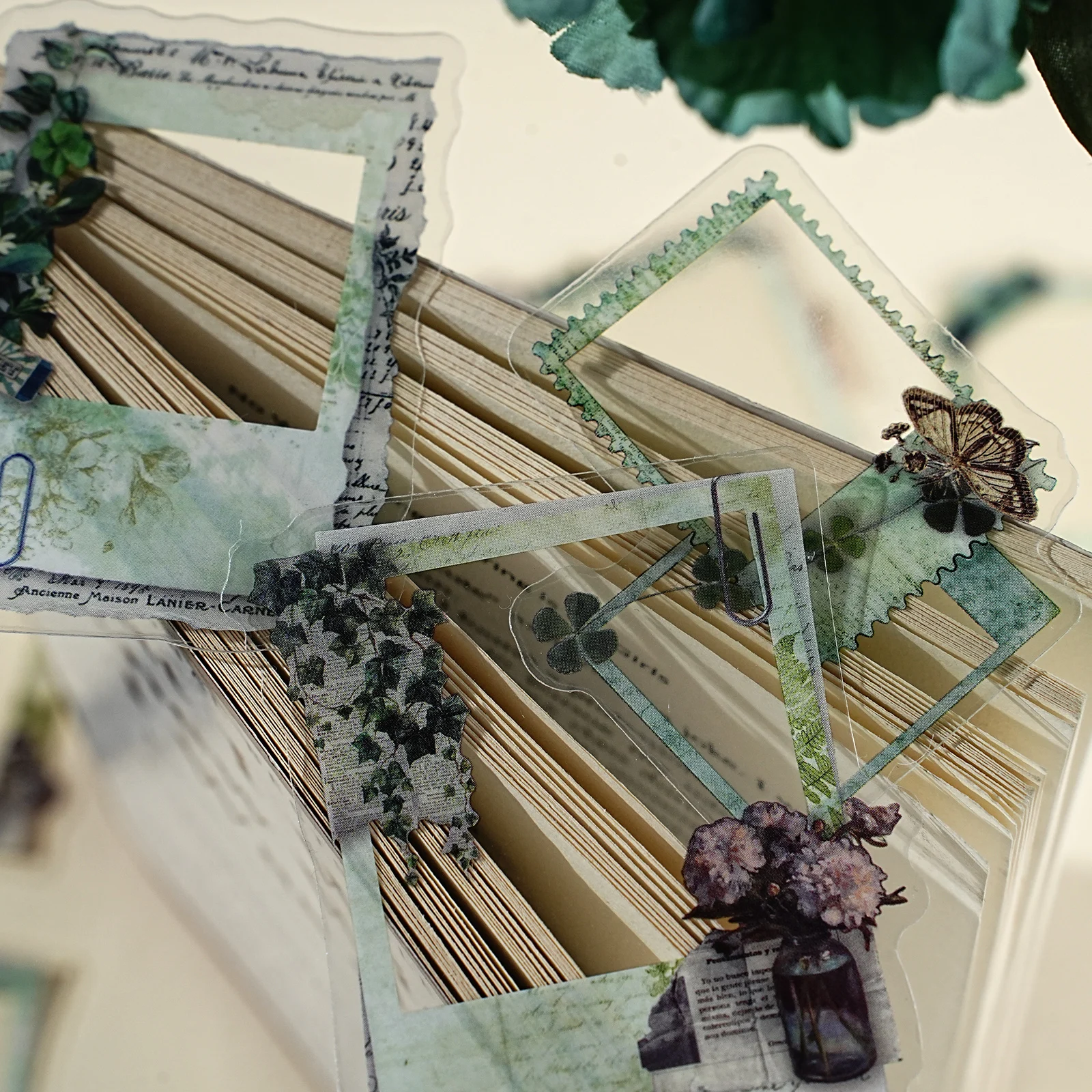 エトリ ライフ プラント ジャーナル 20枚入り 森のスタイル ヴィンテージ ジャーナル ボーダー ステッカー ライムグリーン 植物 蝶々 無地 メモデコレーション ステッカー ノートパソコン、携帯電話、スーツケース、スクラップブッキング用品、スタンプアルバム、学生ギフト用紙袋、ヴィンテージパーティー、おもちゃステッカー、友人へのギフト