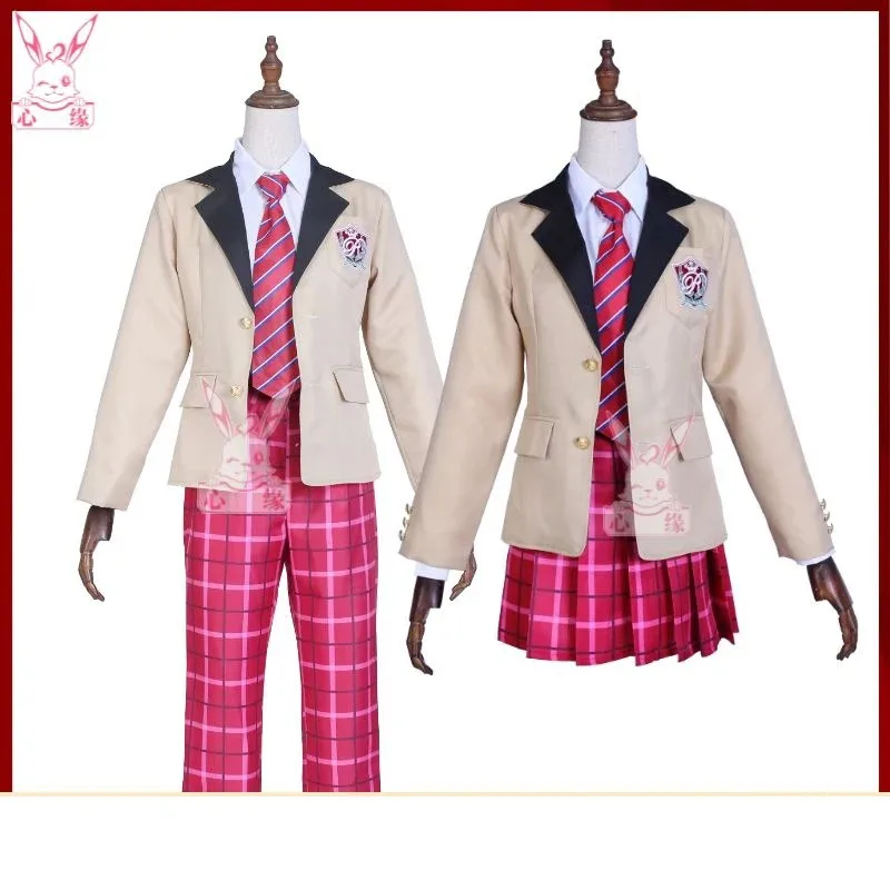 2025 11 Tomoe Hiyori/Sazanami Jun Game Ensemble Stars Cosplay Eve Reimei Gakuen زي موحد مقاس كبير شعر مستعار للمدرسة