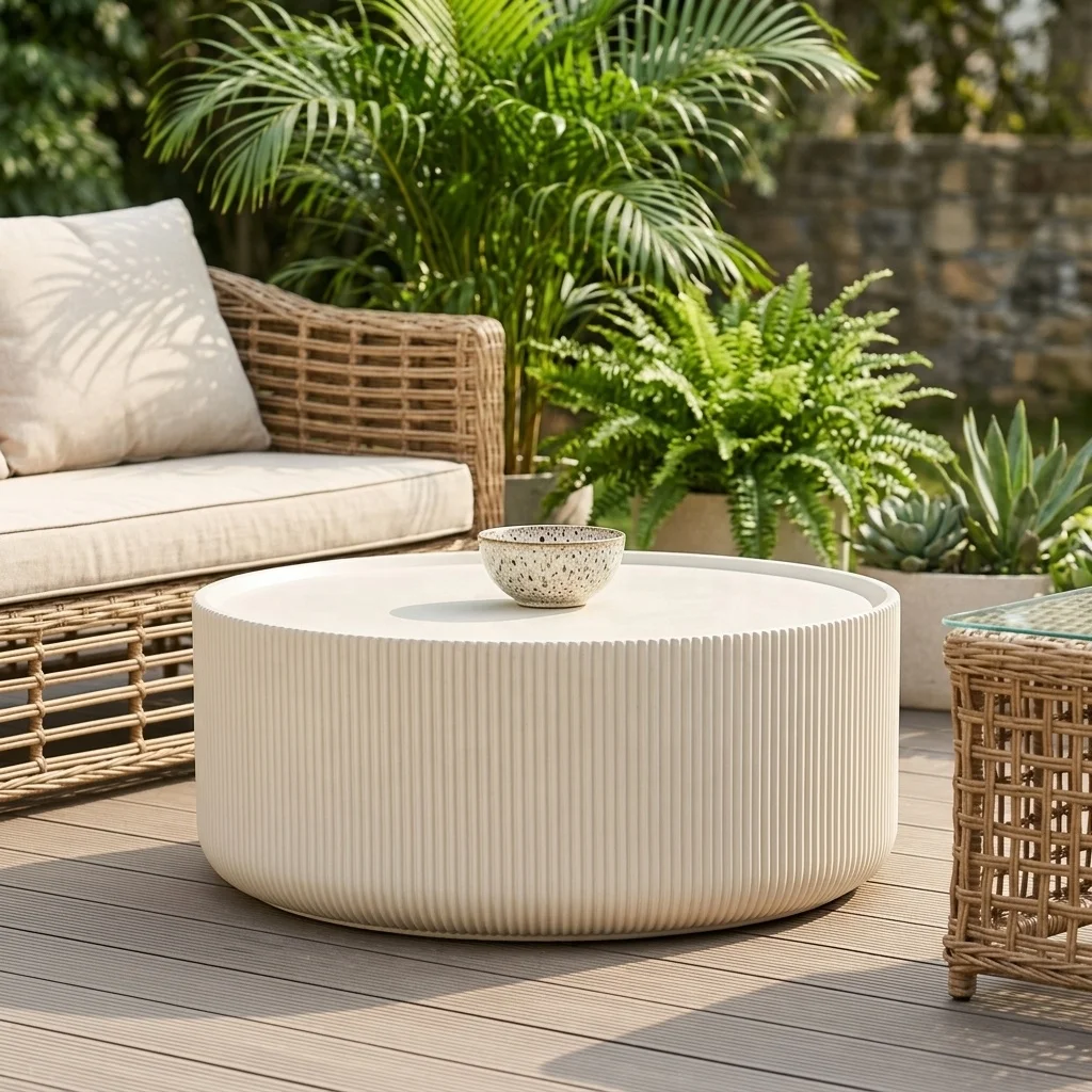 

Modern Light Luxury Beige Cement Table Nordic Minimalist Raw Concrete Outdoor Multifunctional For Outdoor Garden Hotel