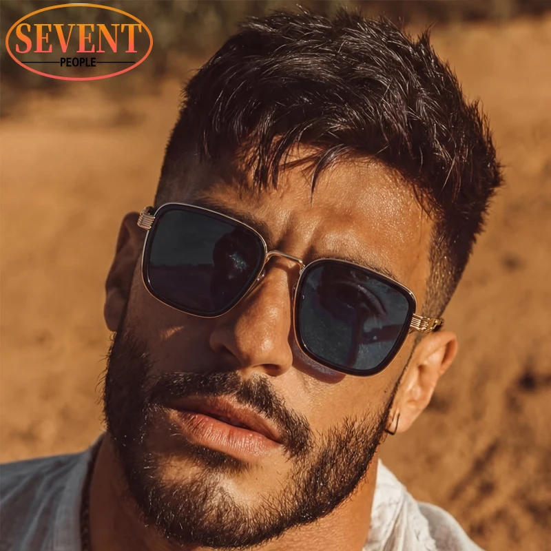 

Винтажные поляризационные прямоугольные солнцезащитные очки для мужчин 2026: классические уличные очки-хамелеоны класса люкс с металлической квадратной оправой