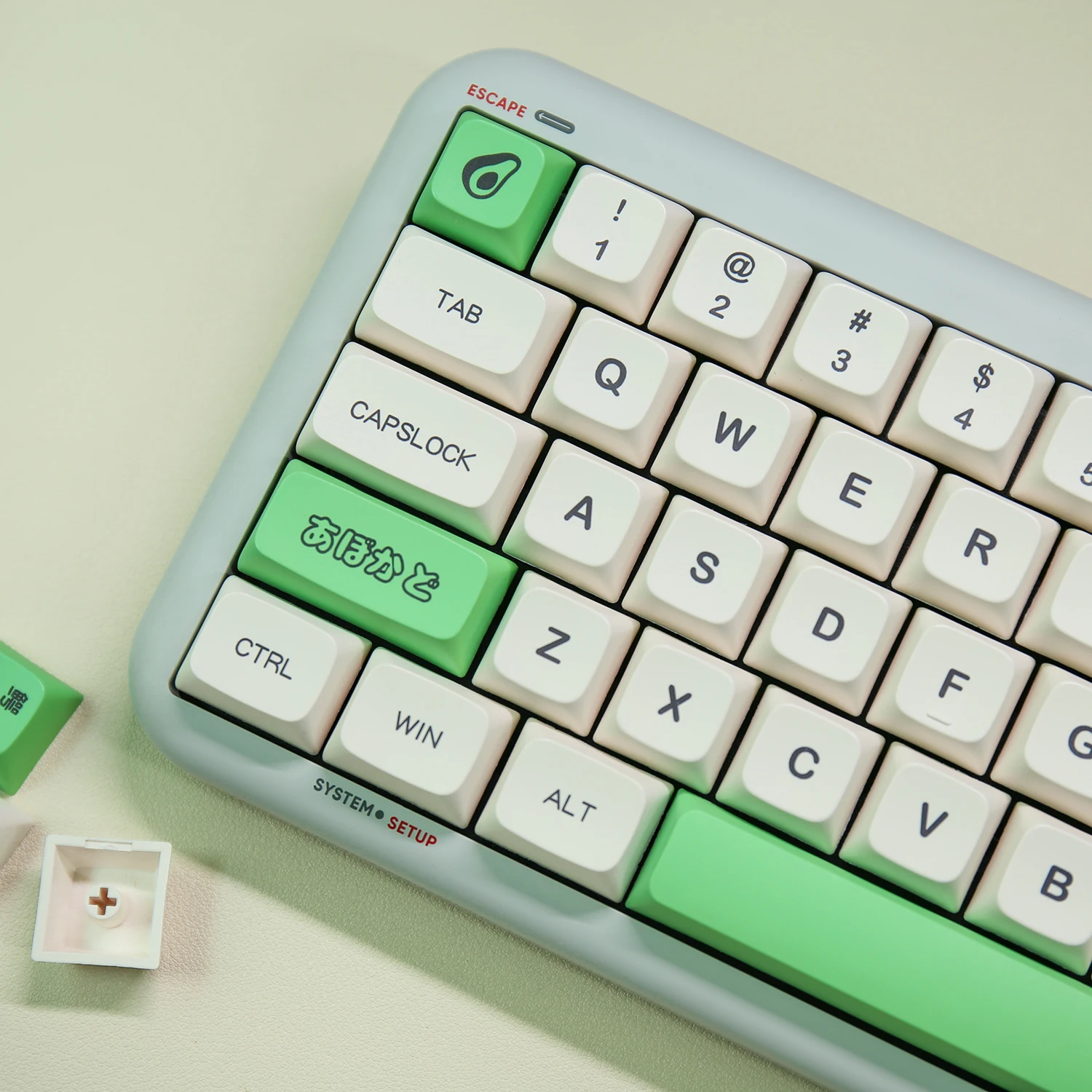 KeysLand-Teclado mecánico XDA, teclas de perfil PBT, aguacate, Inglés Japonés, 135 teclas para Cherry mx, Kit de bricolaje para juegos personalizado