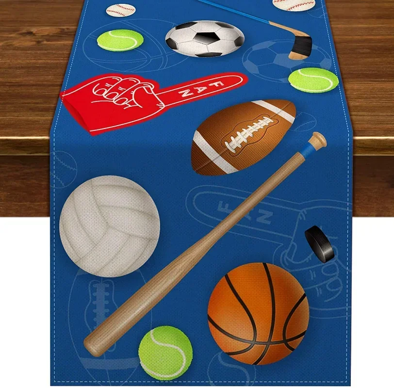 Stylish Sports Table Runners for Themed Birthday Party Decorations Anti-Fouling  Linen Home Kitchen Decor