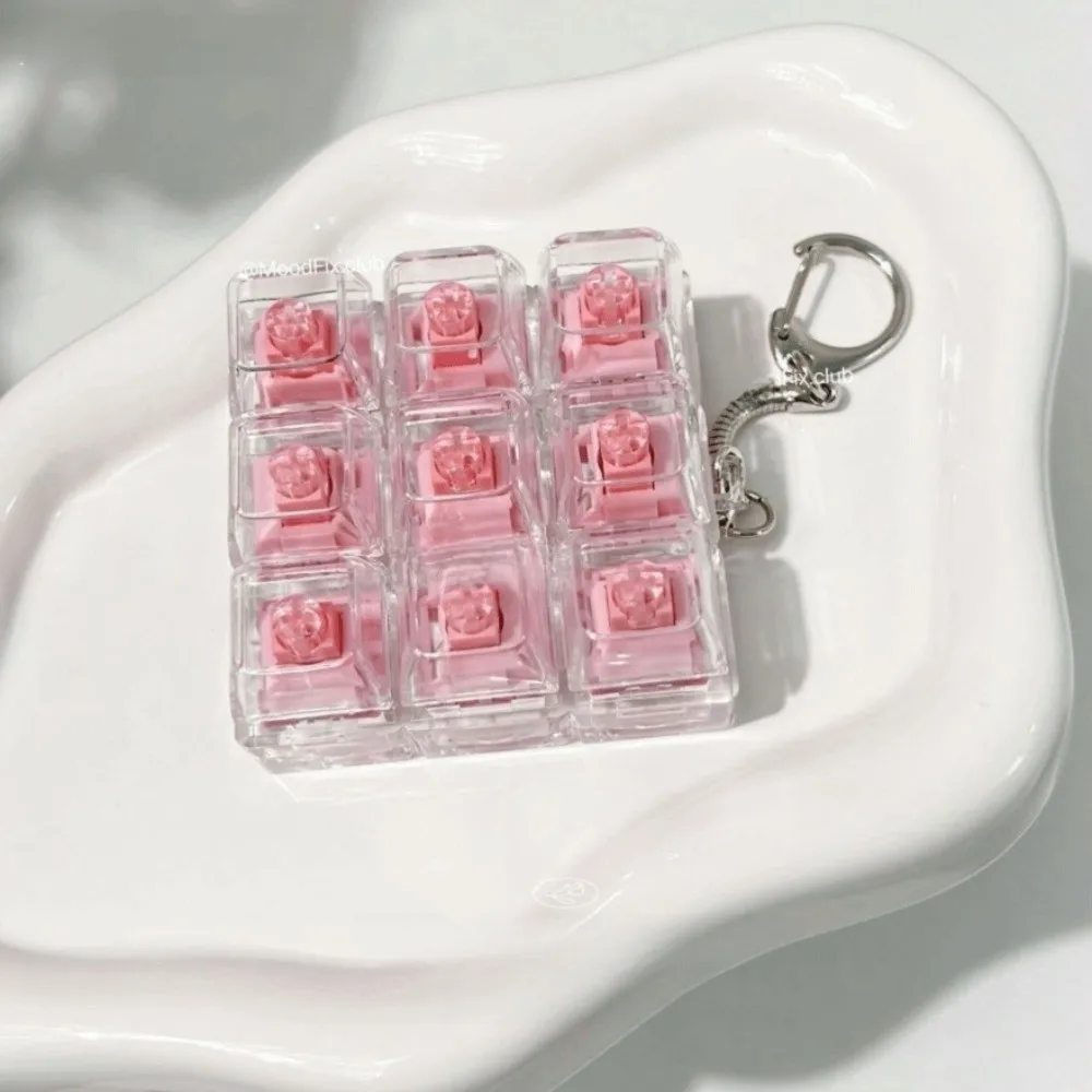 Crystal Keycap Keyboard Keychain Bear Shape Pastel Color Crystal Keycap Keychain Fingertip Clicker Fidget Clicker Keyring