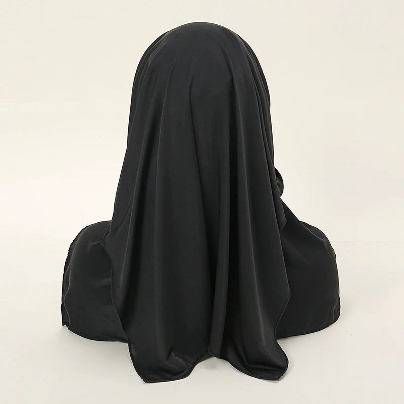 Czarny nikab Pokrowiec na twarz dla kobiet Muzułmański hidżab 3-warstwowy modlitwa Khimar Niqab Moda Pełna twarz Opaska na głowę Szalik 63 * 54 cm