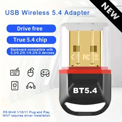 Adaptateur USB Bluetooth 5.4 sans fil, émetteur, récepteur, dongle, récepteur audio, Bluetooth 5.3, adaptateur pour Windows rigoureux, 10/11, pilote gratuit