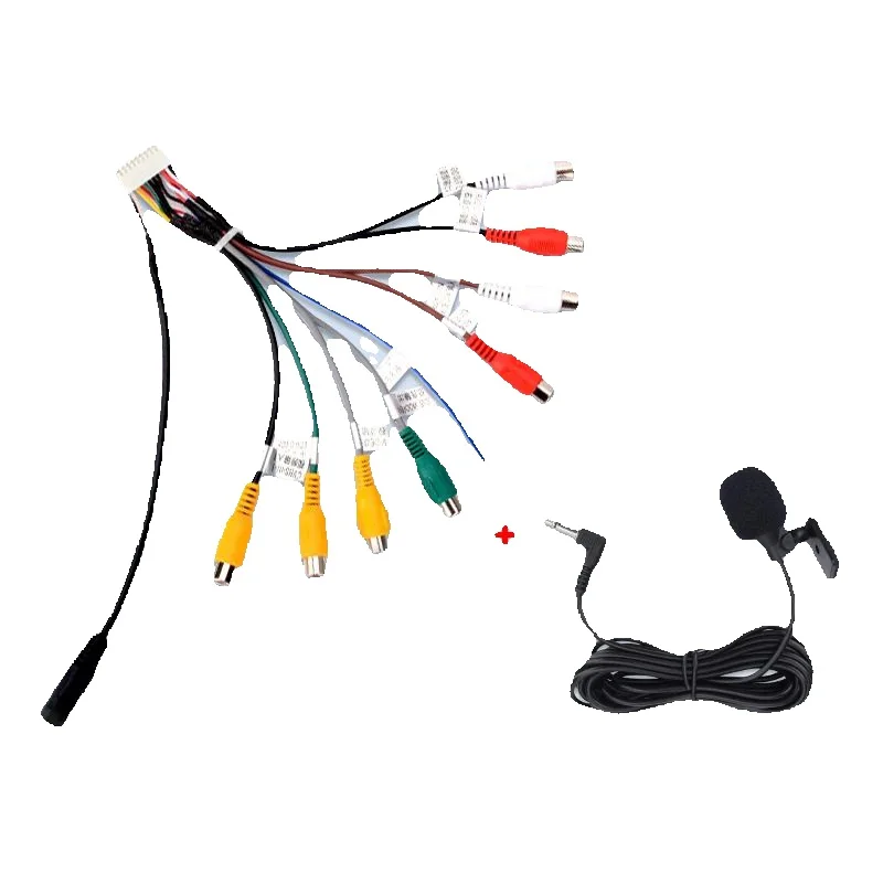 Kabel adaptera RCA do radia samochodowego Junsun z wejściem Aux i mikrofonem, akcesoria samochodowe — 2