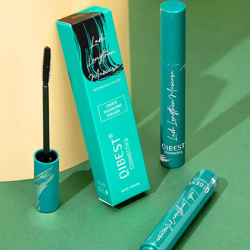 QIBEST 5D czarny tusz do rzęs wydłużający rzęsy długotrwały, odporny na pot czarny jedwabny makijaż z włókna uroda koreańskie kosmetyki