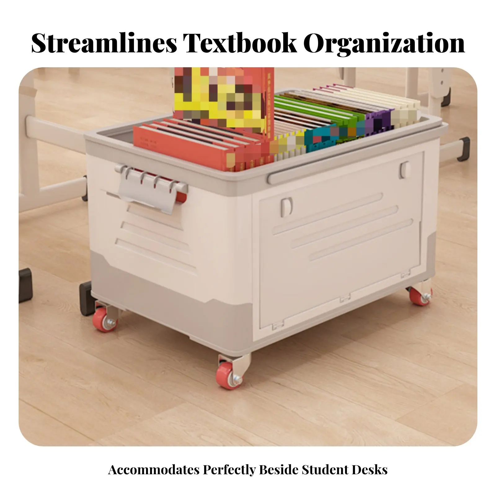

Foldamanner Trolley Bin Foldable Design Mobile Book Box With casters Pull-extendable Handle for Students, educators, Home