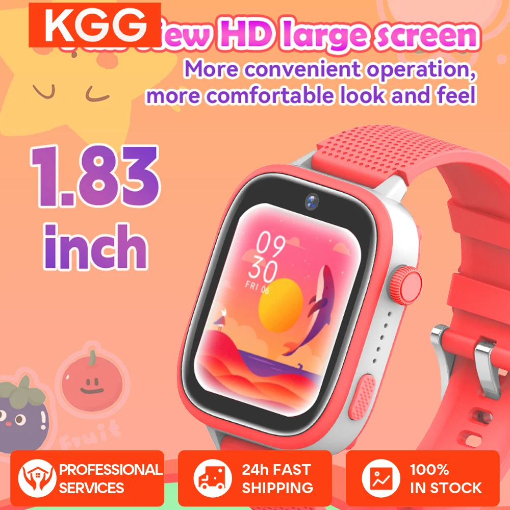 Reloj inteligente 4G para niños, pantalla grande de 1,83 pulgadas, música, vídeo HD, llamada, SOS, cámara de desbloqueo facial, deportes, GPS, LBS, WIFI, ubicación, teléfono