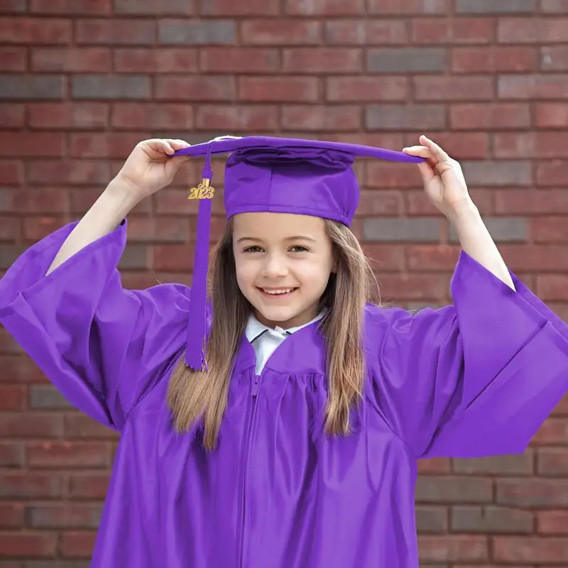 Abito da laurea per bambini costumi da scapolo studenti delle scuole primarie abito da laurea con cappuccio in nappa per Costume da gioco di ruolo per ragazze dei ragazzi