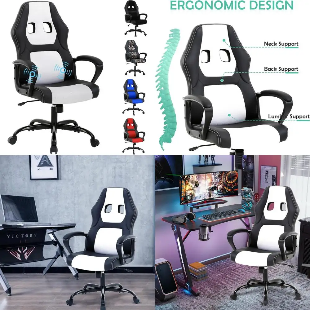 

Ergonomic High-Back Gaming Chair with Adjustable Armrests and 360° Swivel for Adults and Teens