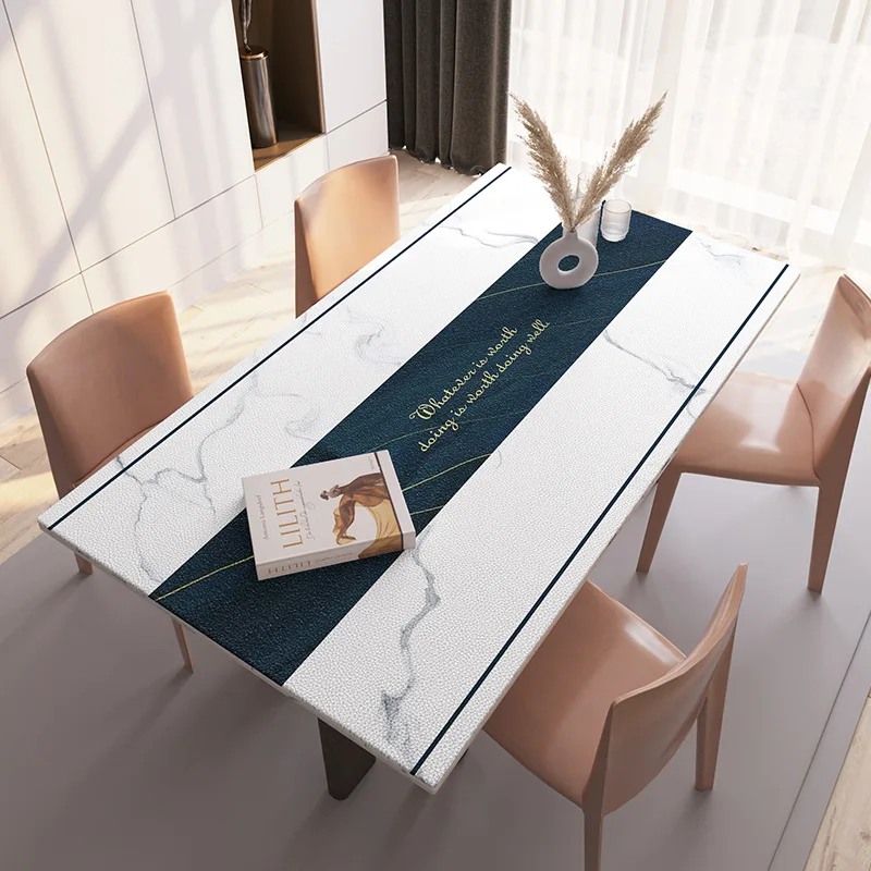 

Nordic Marble Coffee Table Mat PU Soft Leather Tablecloth Table Pad Home Decor Dining Table Mat Upgrade Odorless Send in Roll