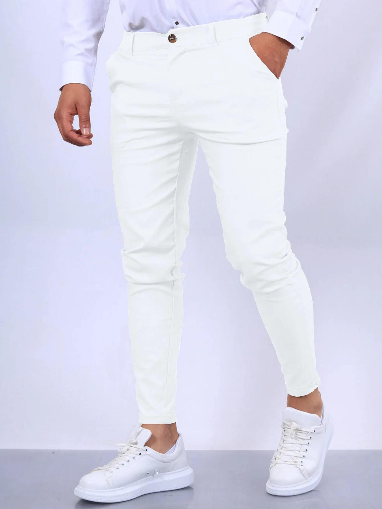 Calça Formal Casual confortável masculina, Monocromática, Europeia e Estados Unidos, Bezerro de vento, Moda, Quatro Estações