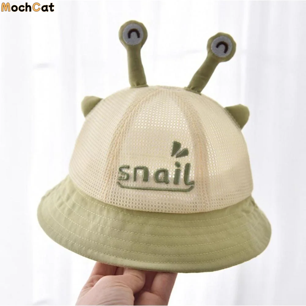 

Fashion Cartoon Snail Baby Bucket Hat Embroiderey Breathable Newborn Sun Hat Sunscreen Solid Color Baby Fisherman Hat Toddler