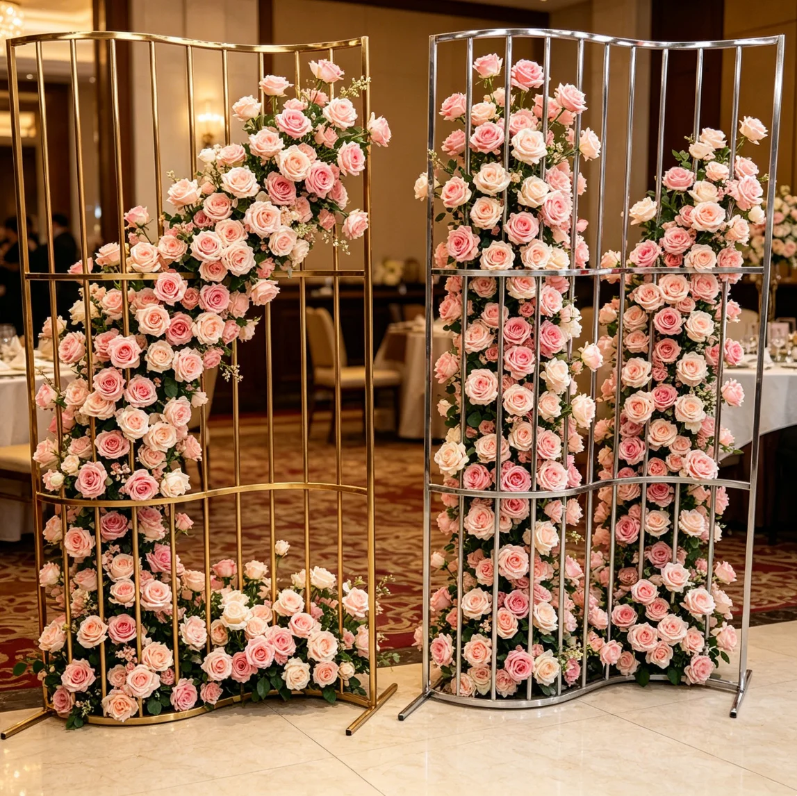 

2pcsH200-H240cm Wedding Chandelier Arch Frame Metal Retractable Wedding Background Stand for Wedding Centerpiece
