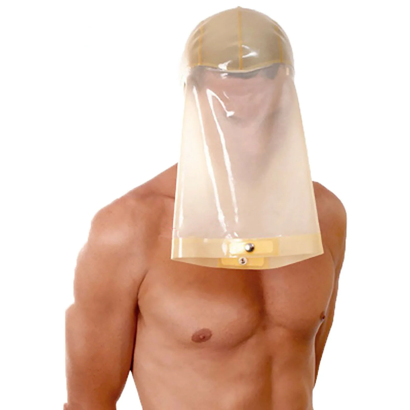 

Transparent Coverage Of Clear Latex Head Coverings Sexy Fetish Latex Rubber Mask Tight Cosplay Feet Entry With Button