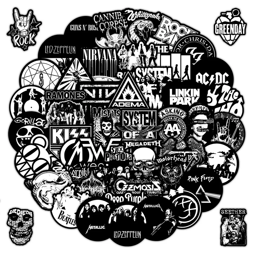 55 Pcs Rock Band Stickers - Cool Music-Themed Decals for Guitars, Luggage, Notebooks & DIY Crafts Giajar Sticker Store view 2