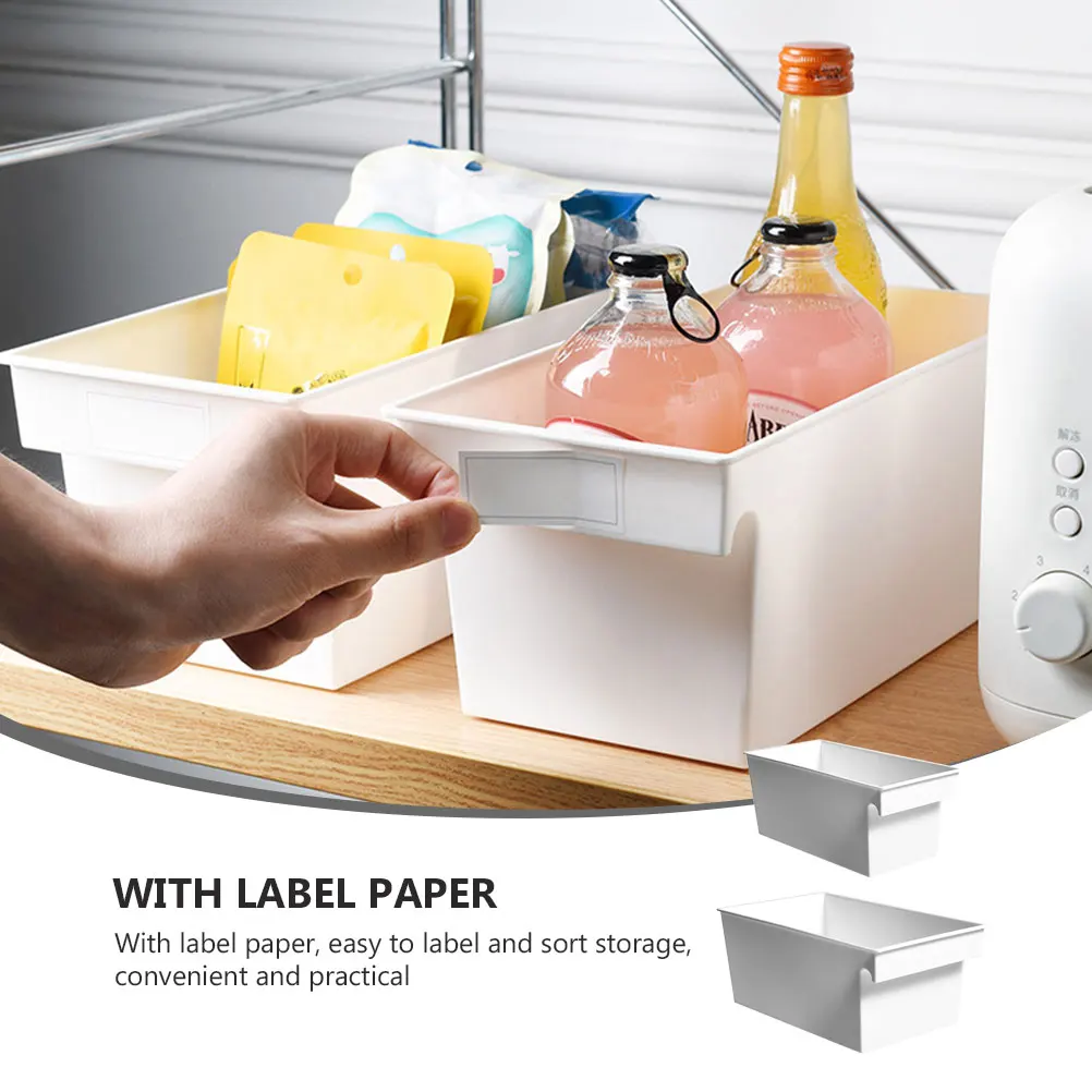 

2Pcs Label Storage Box Sorting Storage Case Size White PP Material Kitchen Bathroom Household Organizing