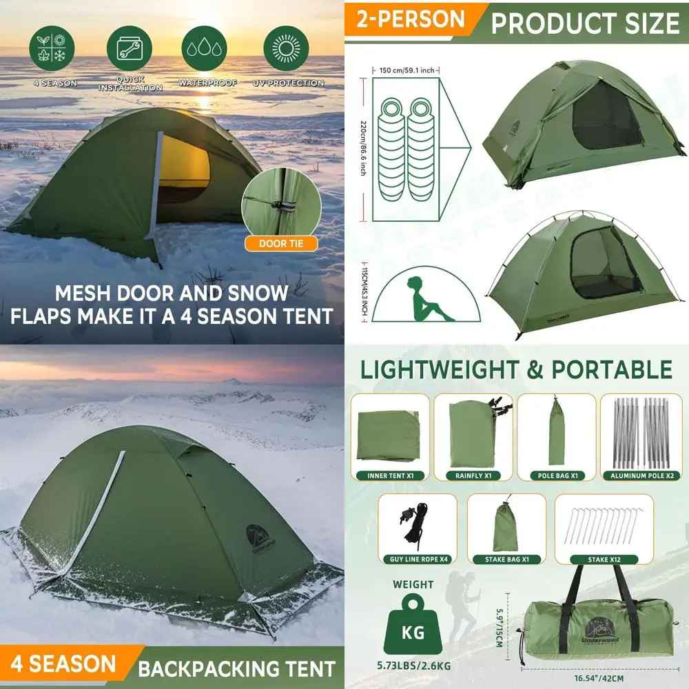 

Compact 2-Person Winter Tent: Waterproof, Lightweight, Easy Setup for Camping and Hiking