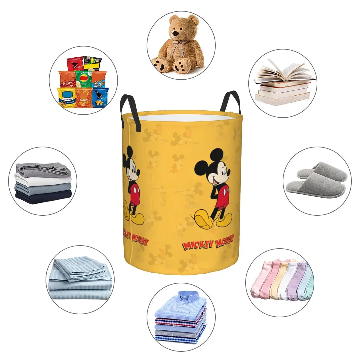 Disney Mickey Mouse Merch Laundry Baskets Hamper Decorative Storage Basket for Bedroom