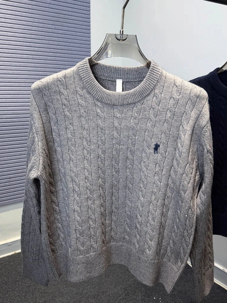 Designer brand round neck sweater men's autumn winter new fashion jacquard classic Paul Golf embroidery casual knitted pullover