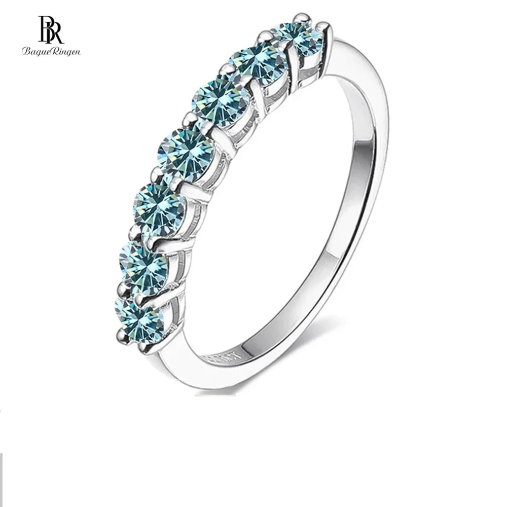 BIJOX STORY 3mm Gemstone Moissanite Ring for Women S925 Silver White Gold Stackable Wedding Band Diamond Matching Gift