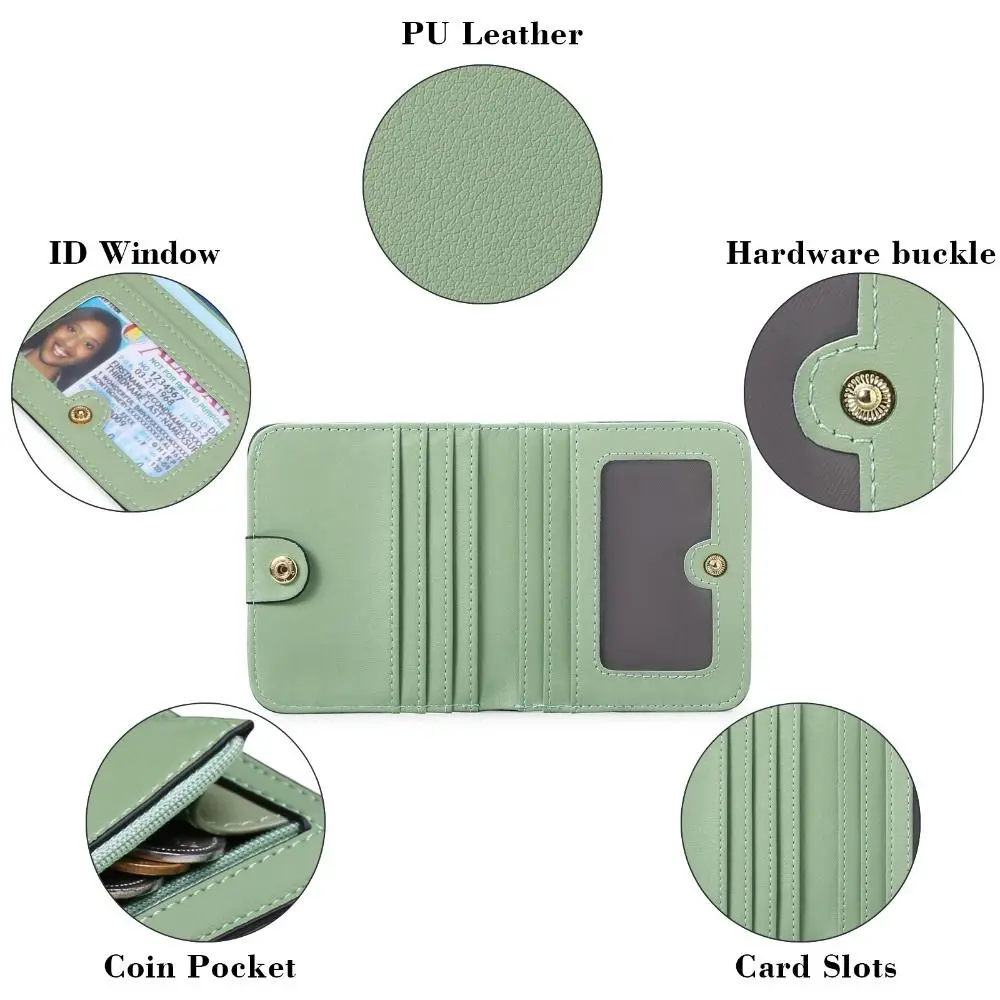 

PU Women's Short Wallet Ultra thin Zipper Printed Card Bag Multifunction Korean version PU Leather Card Holder Travel