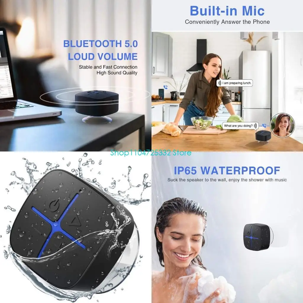 

P5EA Портативный душ Радио Bluetooth-совместимый динамик 5.0 Водонепроницаемый беспроводной Bathr