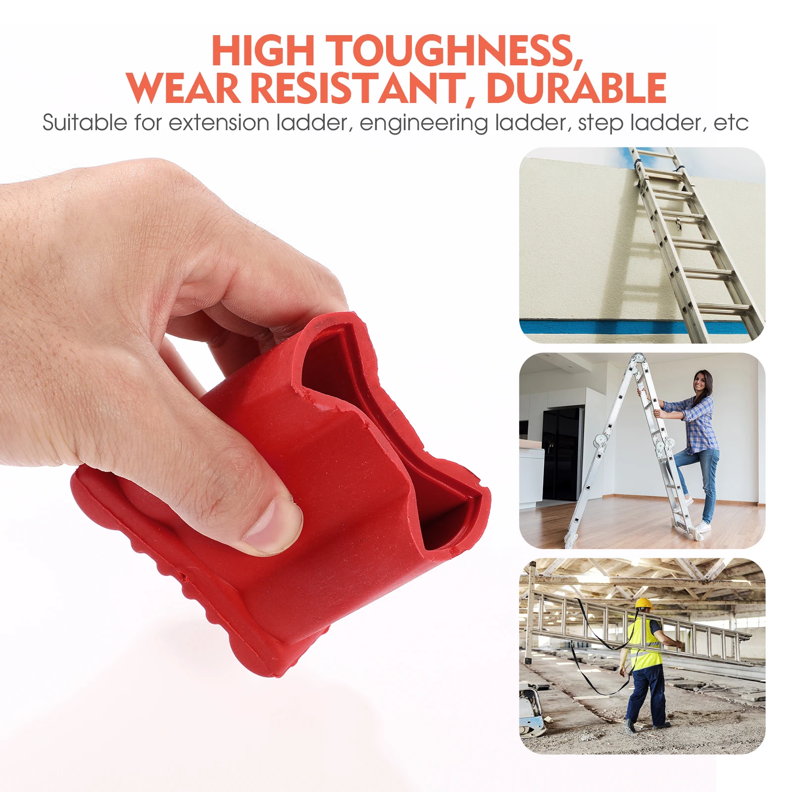 

2Pcs Durable Ladder Feet Pad Red Protective Cover Anti-Slip Noise Reduction Ladder Accessories Floor Protection